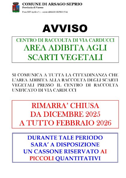 CENTRO DI RACCOLTA DI VIA CARDUCCI AREA ADIBITA AGLI SCARTI VEGETALI
