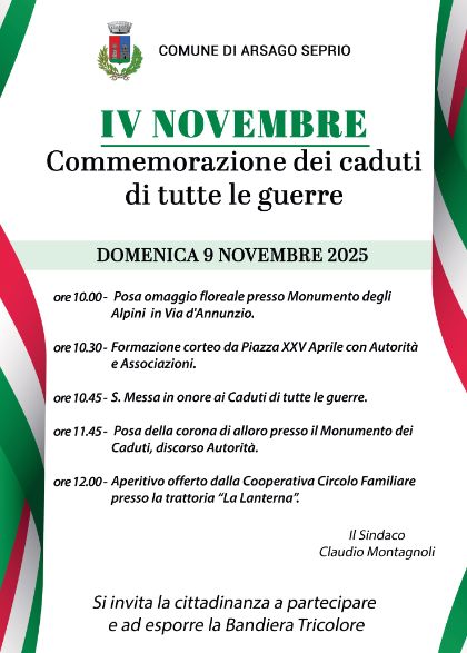 Celebrazione IV Novembre - 9 Novembre 2025 Celebrazione IV Novembre - 9 Novembre 2025