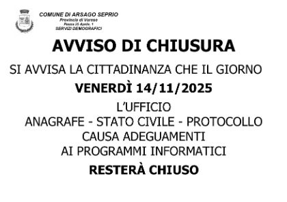 Avviso di chiusura