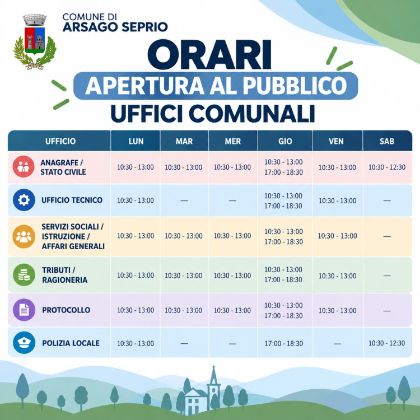 Orari Uffici Comunali dal 12.10.2026