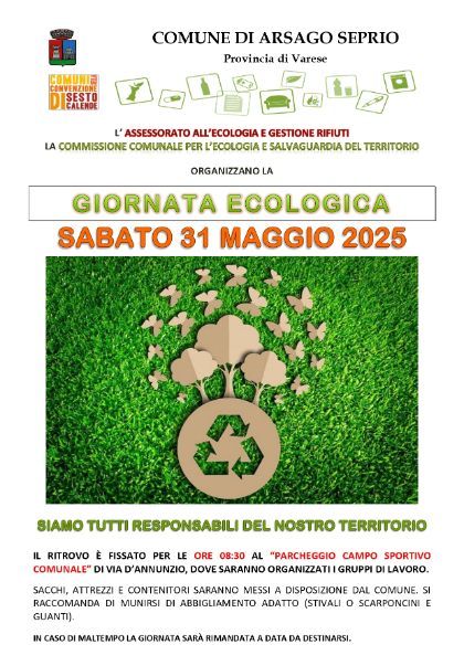 GIORNATA ECOLOGICA – SABATO 31 MAGGIO 2025 GIORNATA ECOLOGICA – SABATO 31 MAGGIO 2025