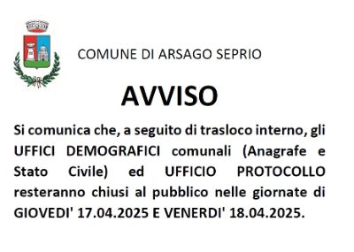 Chiusura uffici 17 e 18 aprile 