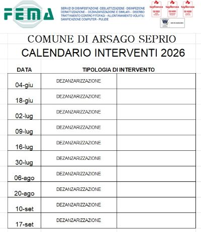 calendario interventi zanzare