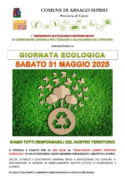 GIORNATA ECOLOGICA – SABATO 31 MAGGIO 2025