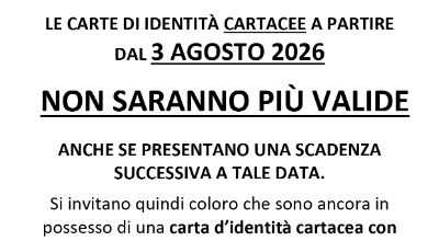 SCADENZA CARTA IDENTITA' CARTACEA 